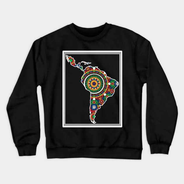 LATIN SOUTH AMERICA DECORATED MAP - linework Crewneck Sweatshirt by Xotico Design